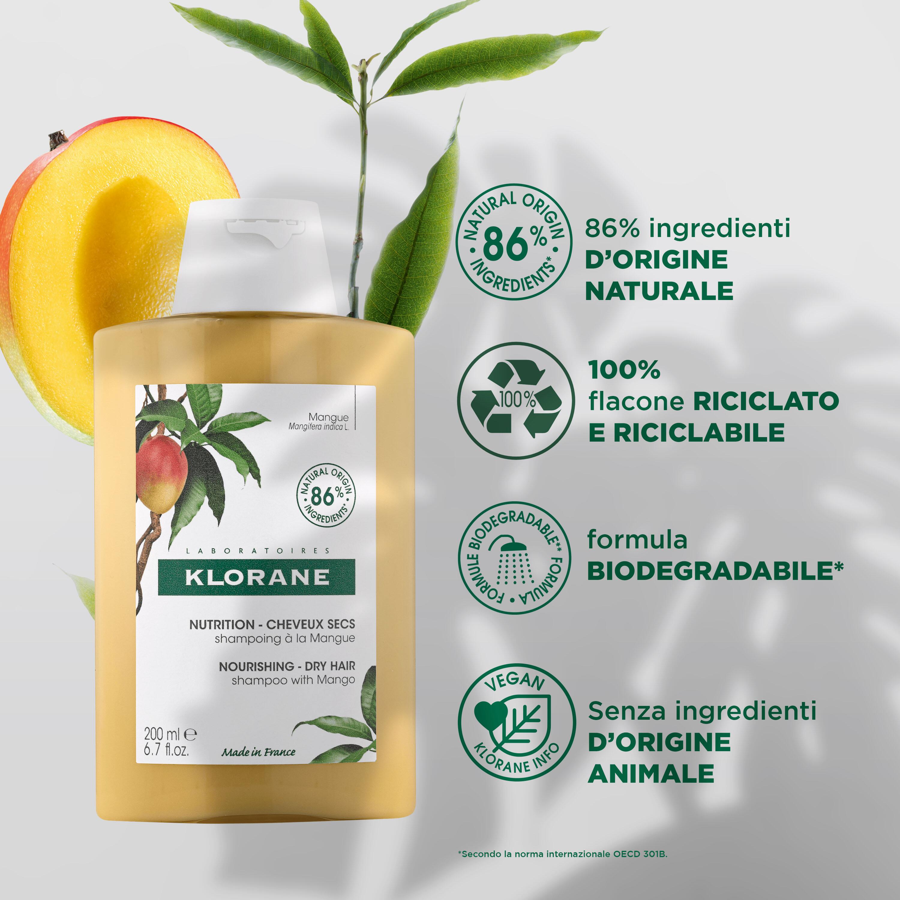 Klorane - Shampoo Nutritivo Al Mango Per Capelli Secchi 200 ml