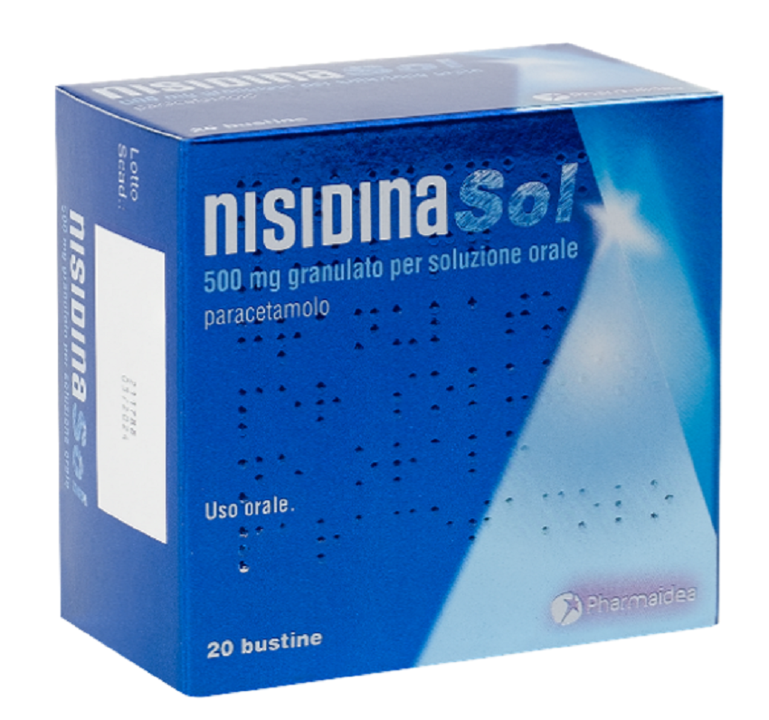 NISIDINASOL PARACETAMOLO FEBBRE E DOLORE GRANULATO PER SOLUZIONE ORALE 20 BUSTINE 500 MG