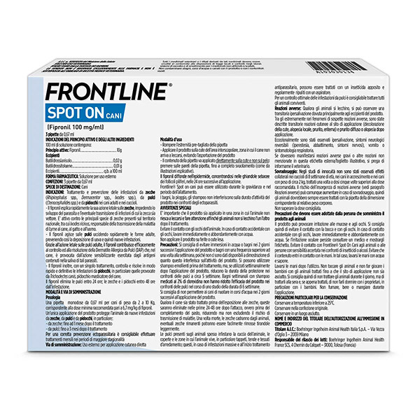 Frontline Spot On Cani x3 Pipette, Antiparassitario per Cani e Cuccioli (2-10Kg), Contro Pulci, Zecche E Pidocchi