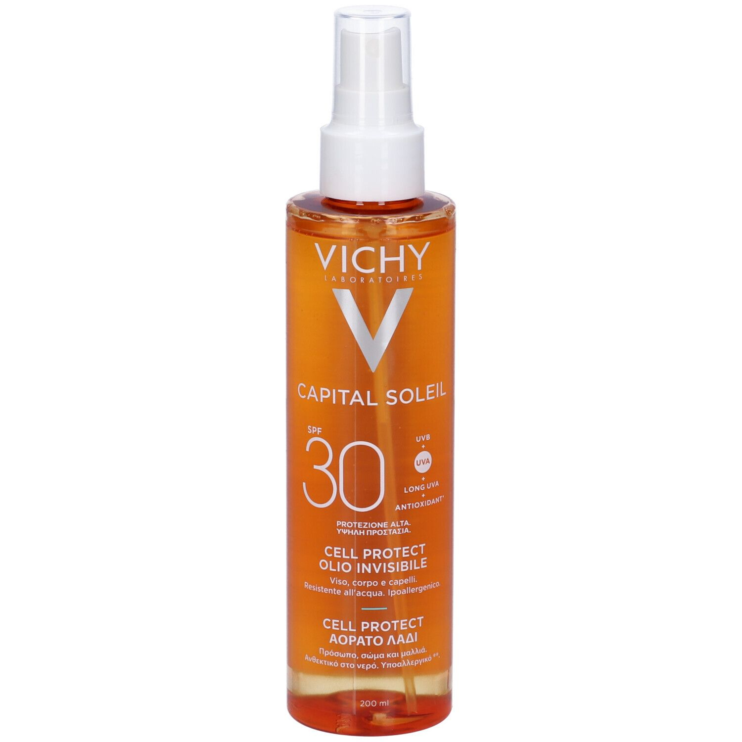Vichy Capital Soleil Cell Protect Olio Invisibile viso, corpo e capelli Protezione elevata SPF30