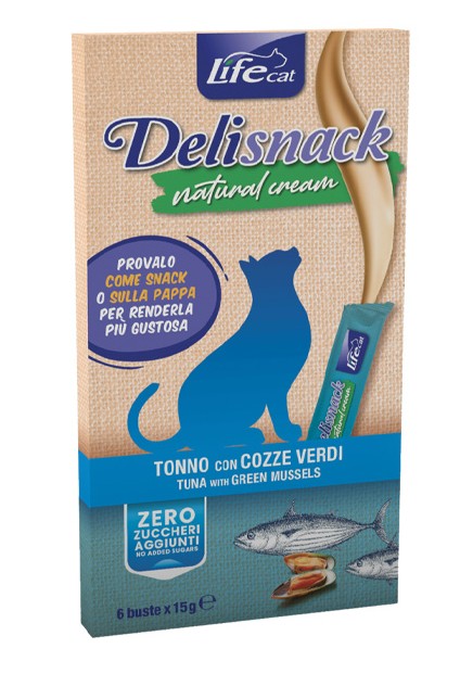 LIFEPETCARE LIFE GATTO SNACK DELISNACK TONNO COZZE 6PZ 15GR