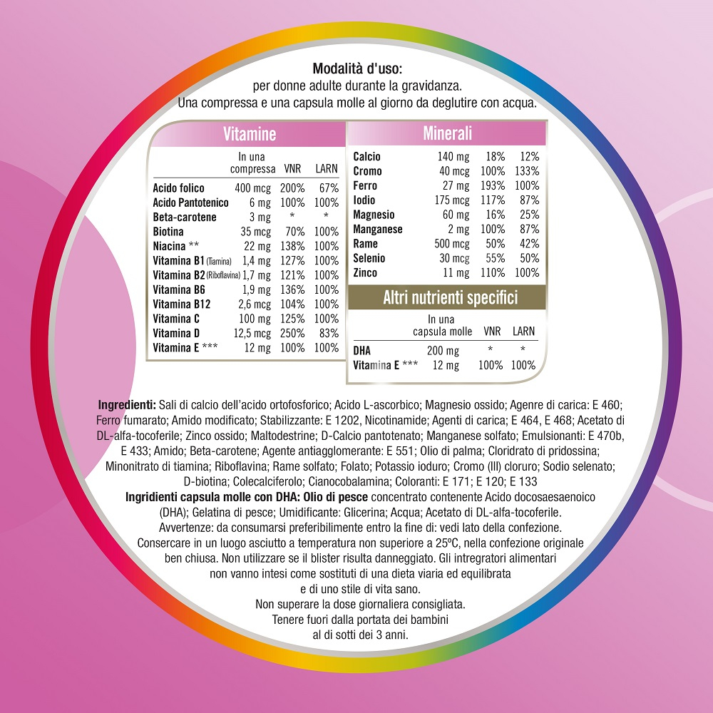 Multicentrum Mamma DHA Integratore Alimentare Multivitaminico Multiminerale Gravidanza 30Cpr+30Cps
