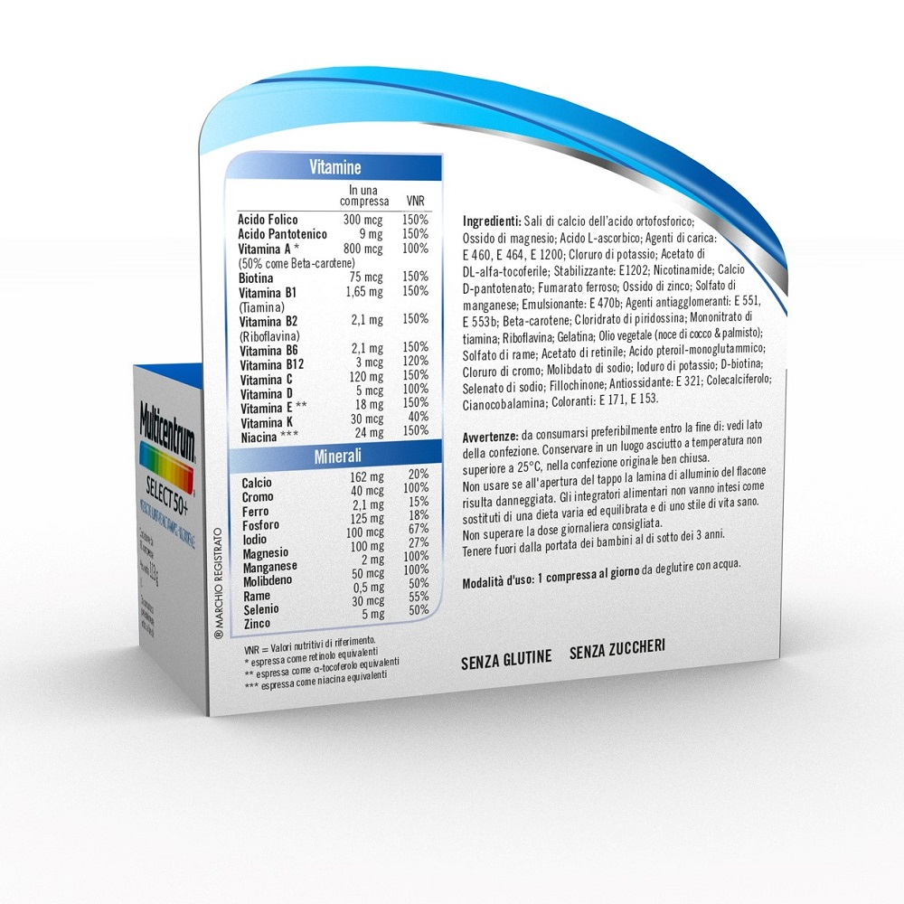 Multicentrum Select 50+ Integratore Alimentare Multivitaminico Multiminerale Vitamina B Calcio 90Cpr