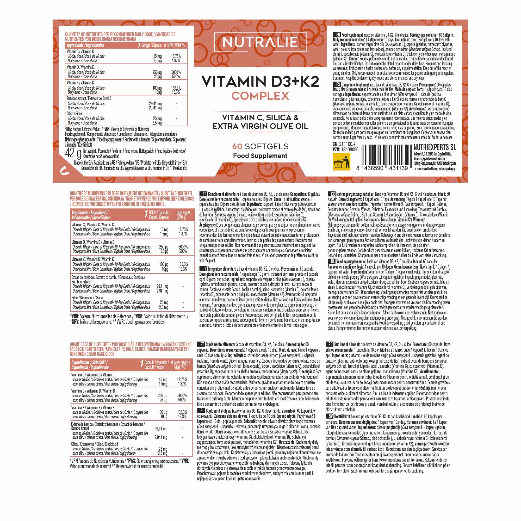 Nutralie Vitamina D3+K2 Complex 60 Softgel - Integratore Per Stanchezza E Affaticamento