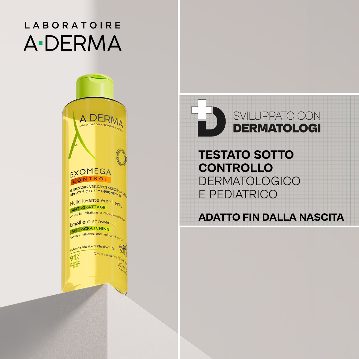 A-DERMA EXOMEGA CONTROL OLIO LAVANTE EMOLLIENTE ANTI-GRATTAGE 200 ml