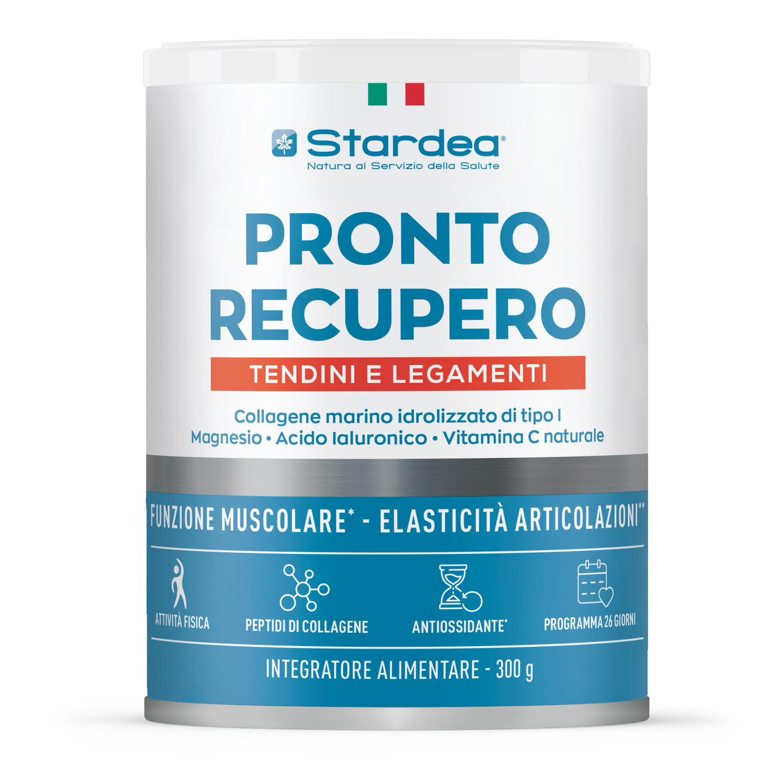 STARDEA PRONTO RECUPERO TENDINI E LEGAMENTI POLVERE - Integratore in polvere a base di collagene marino di tipo 1, Magnesio e Acido ialuronico  - Funzione Muscolare, Elasticità delle articolazioni