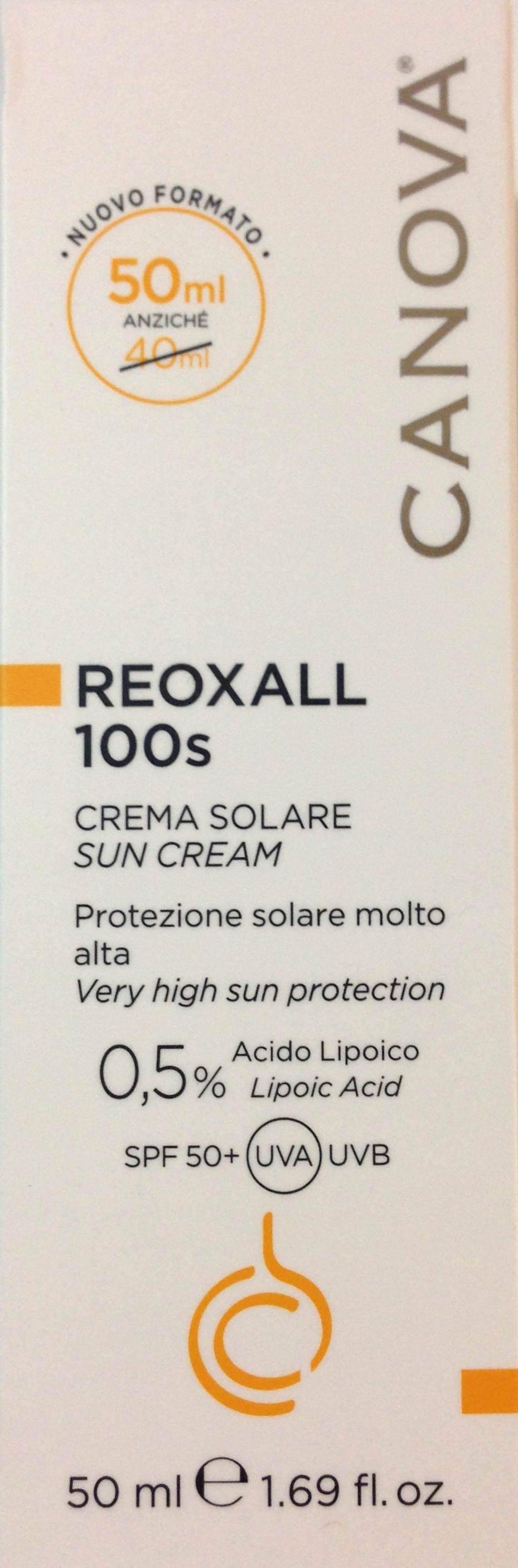 Canova Reoxall 100S Crema Protezione Solare Molto Alta 50 ml