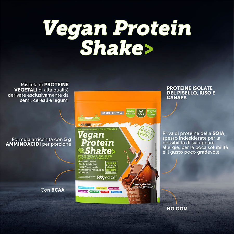 Named Sport Vegan Protein Shake Exotic Dream Cocoa - Proteine Vegetali In Polvere 500 g