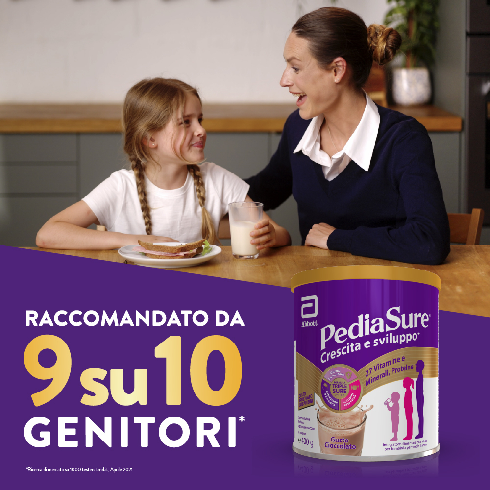 Pediasure Crescita E Sviluppo Integratore Multivitaminico Per Bambini Formato 400g Gusto Cioccolato