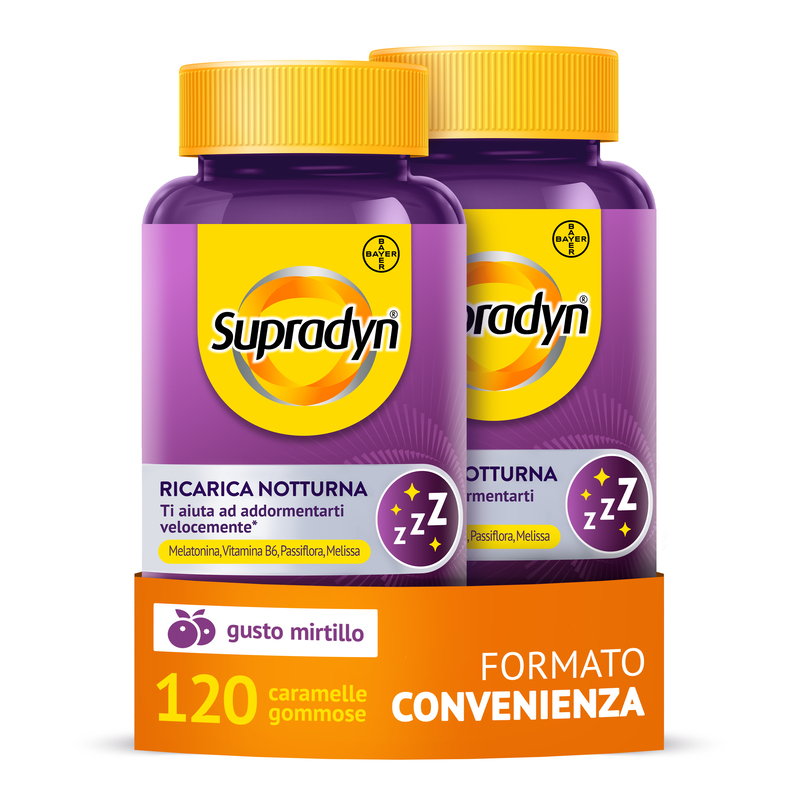 Supradyn Ricarica Notturna 120 Caramelle Gommose - Integratore Per Il Sonno Gusto Mirtillo