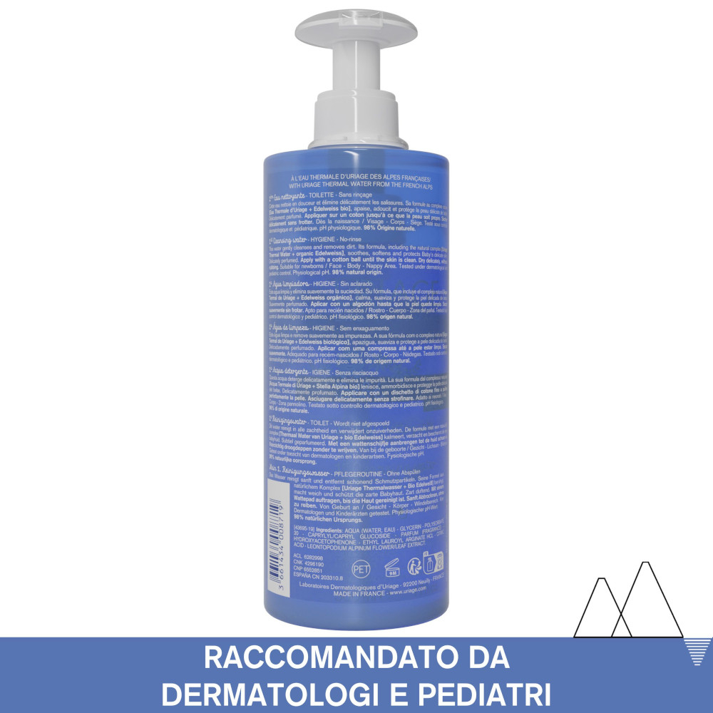 URIAGE Baby detergente corpo senza risciacquo per lenire, ammorbidire e proteggere la pelle delicata del bambino 500ML