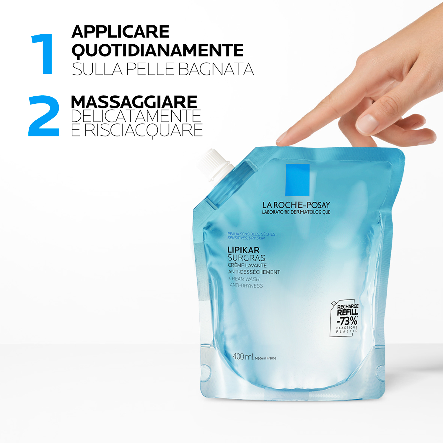 La Roche-Posay Lipikar - Surgras Doccia-Crema Detergente Relipidante Anti-Secchezza Eco-Ricarica 400 ml
