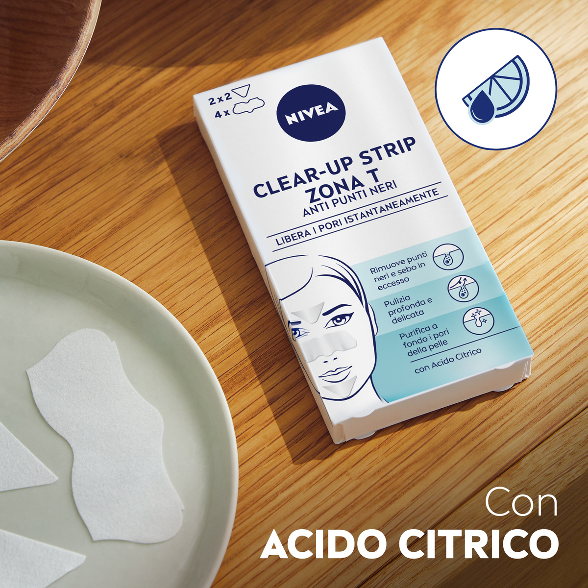 Nivea Clear-Up Strips Zona T 6 cerotti, Cerotti punti neri anti-imperfezioni per la pulizia viso