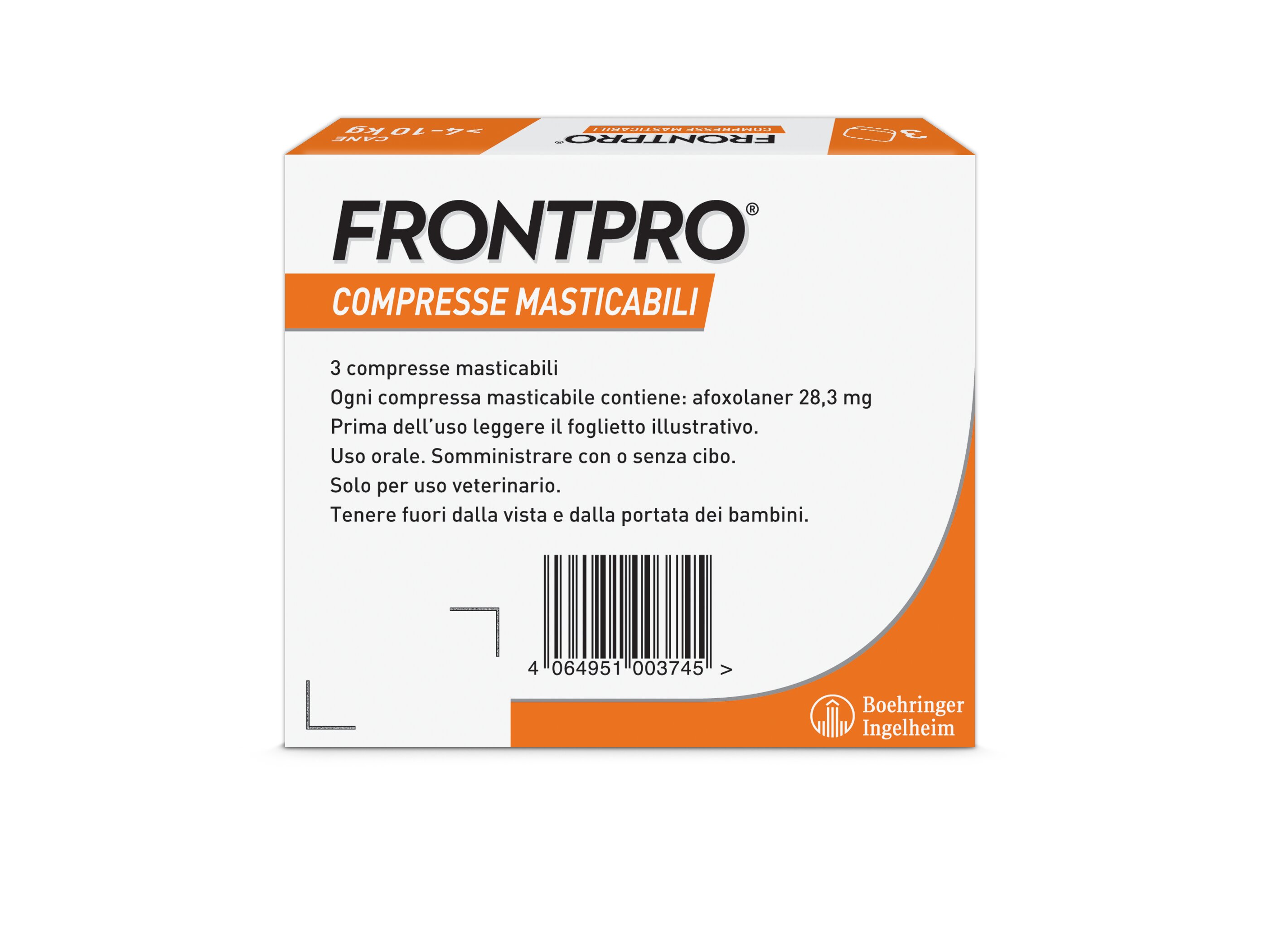 FRONTPRO x3 Compresse Masticabili Antiparassitario Per Cani (4-10Kg) Contro Pulci e Zecche