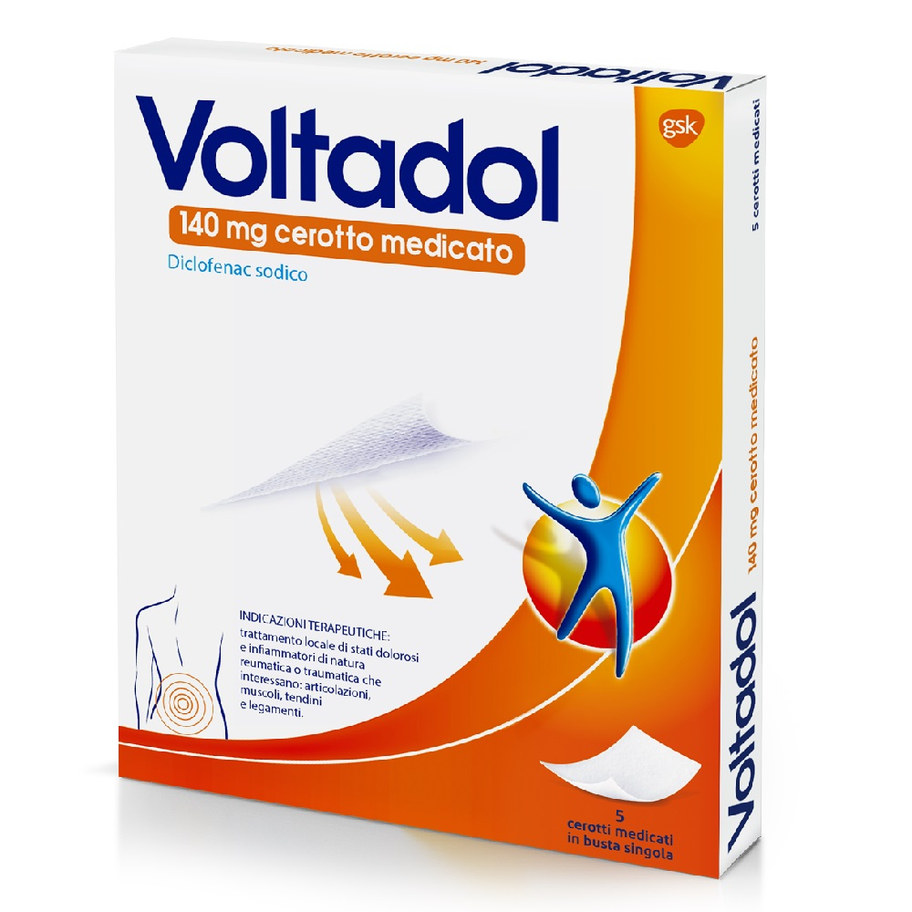 Voltadol Antinfiammatorio 140 mg Diclofenac Dolori Muscolari e Articolari Mal di Schiena 5 Cerotti 
