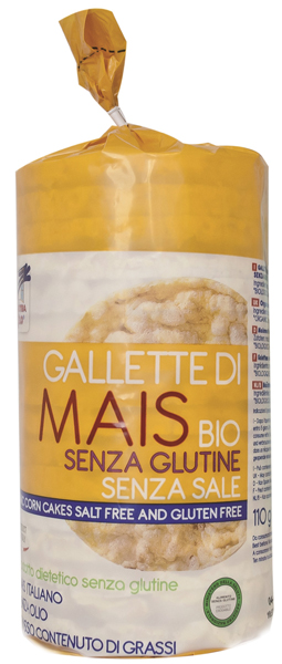Gallette biologiche di mais senza sale e senza glutine da 110gr