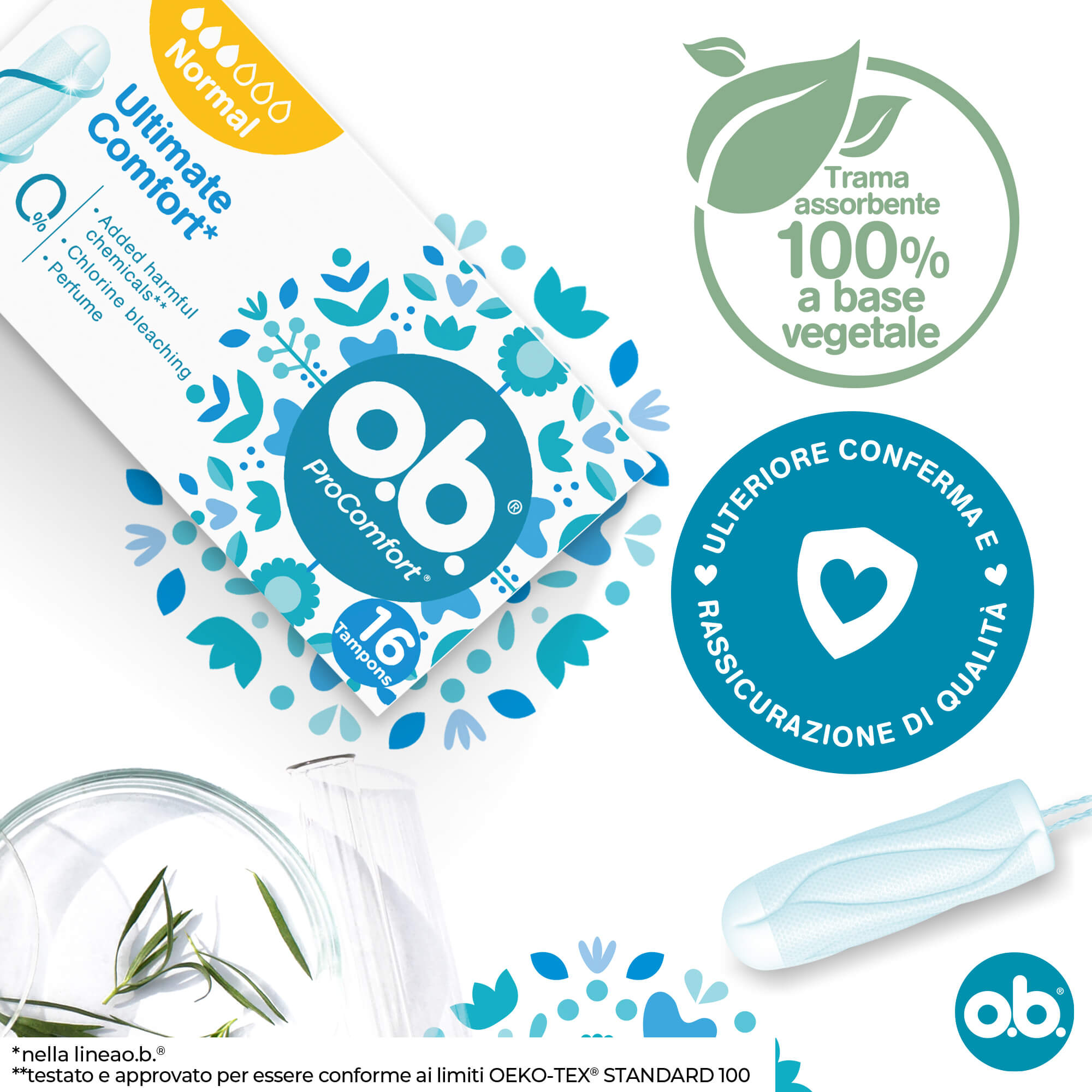 o.b. Assorbenti Interni ProComfort Normal facili da applicare flusso medio e intenso 16 tamponi