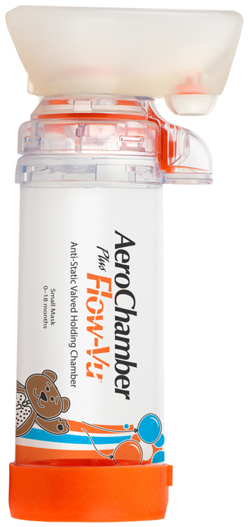 Aerochamber Plus Flow-Vu Arancione Camera di Inalazione Pediatrica Neonati fino 18 mesi