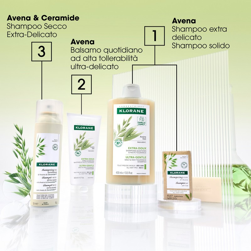 Klorane Shampoo all'Avena Extra delicato, tutti i tipi di capelli, 400ml 