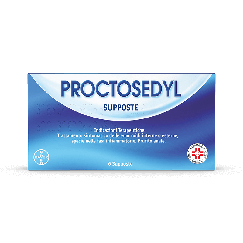 Proctosedyl Trattamento Sintomatico di Emorroidi Interne, Esterne e Ragadi Anali, Con Idrocortisone Acetato, 6 supposte
