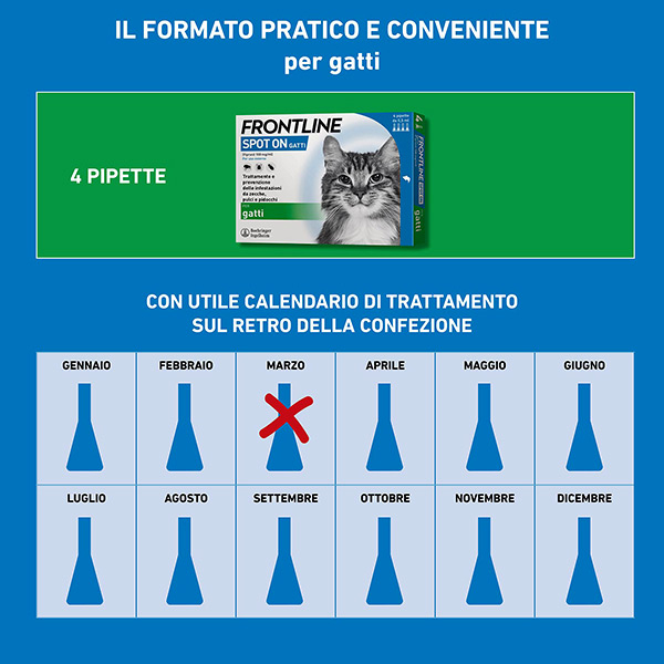 Frontline Spot On Gatti x4 Pipette, Antiparassitario per Gatti e Gattini, Contro  Zecche, Pulci e Pidocchi