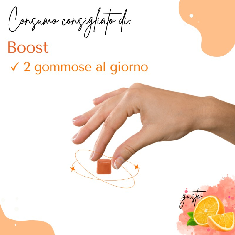 Sabbia Natural BOOST per aumentare energia e vitalità - 50 GOMMOSE gusto ARANCIA