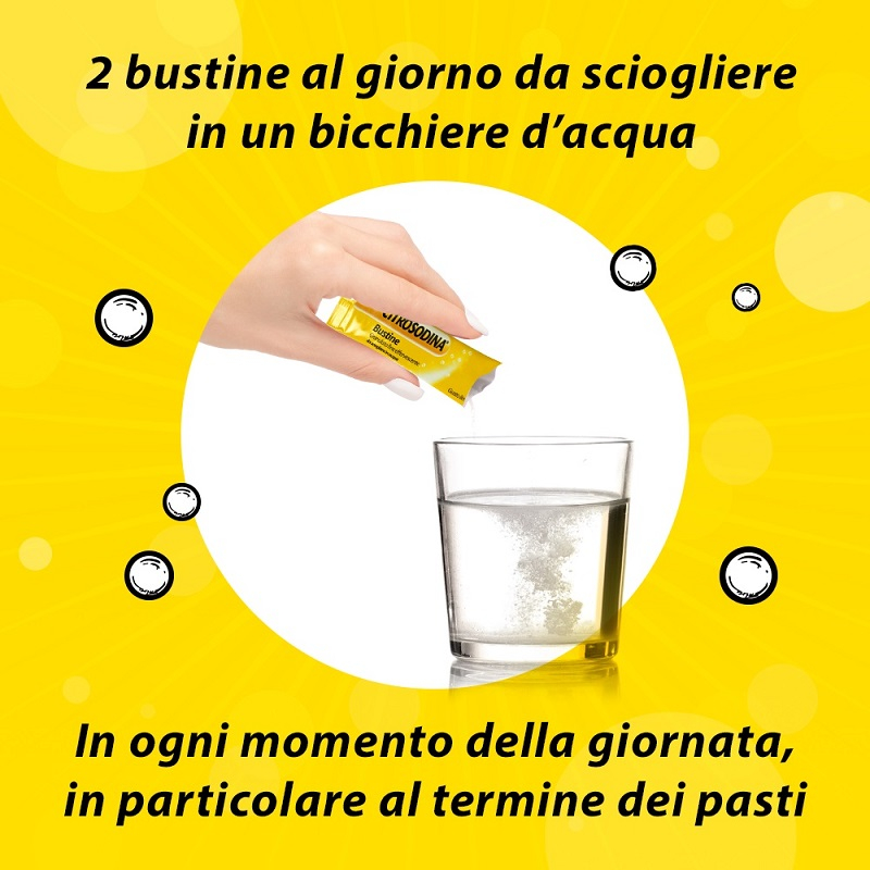 Citrosodina, Integratore di Calcio,  Digestivo per ritrovare la leggerezza dopo i pasti, Senza Zucchero, Gusto Limone, 20 Bustine Effervescenti