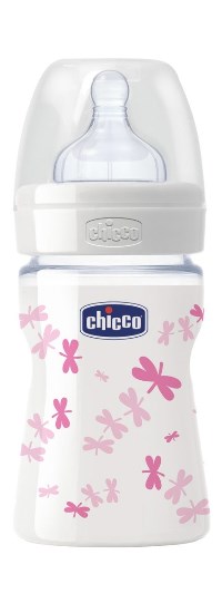 Chicco Biberon Well Being Vetro Decorato Caucciu Girl 150 ml