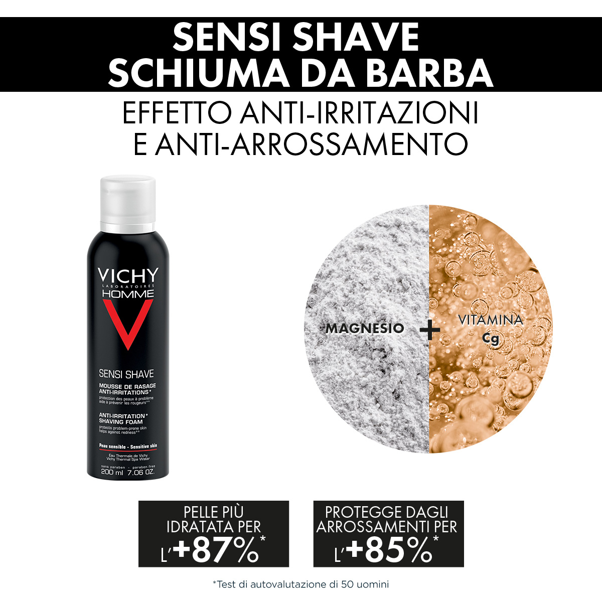 Vichy Cofanetto Regalo Natale Uomo Hydra Mag C Gel Doccia 200 ml + Sensi Shave Schiuma da Barba 20 ml