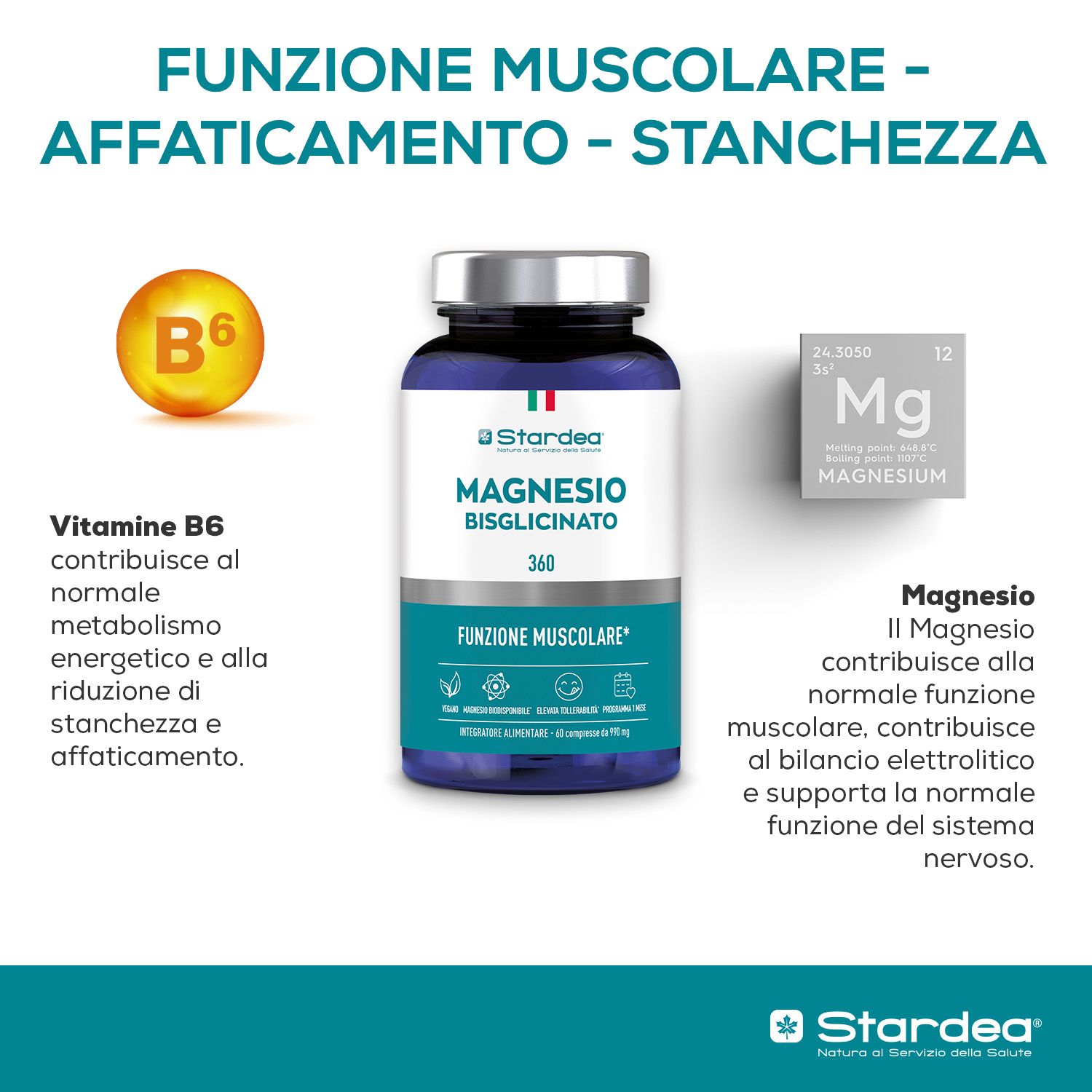 STARDEA MAGNESIO BISGLICINATO 360 - Compresse INTEGRATORE ALIMENTARE 