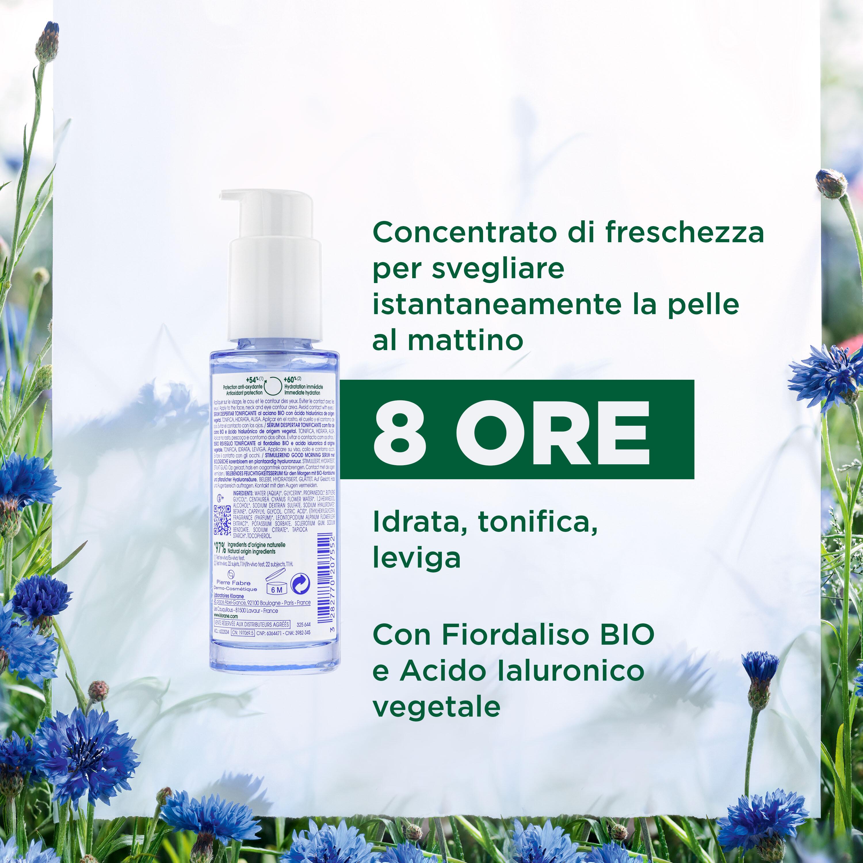 Klorane - Siero Risveglio Tonificante Al Fiordaliso Bio E Acido Ialuronico Per Viso, Collo E Occhi 50 ml
