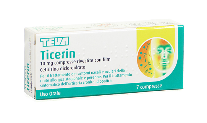 Ticerin 10mg Cetirizin Dicloroidrato Antistaminico 7 Compresse Rivestite