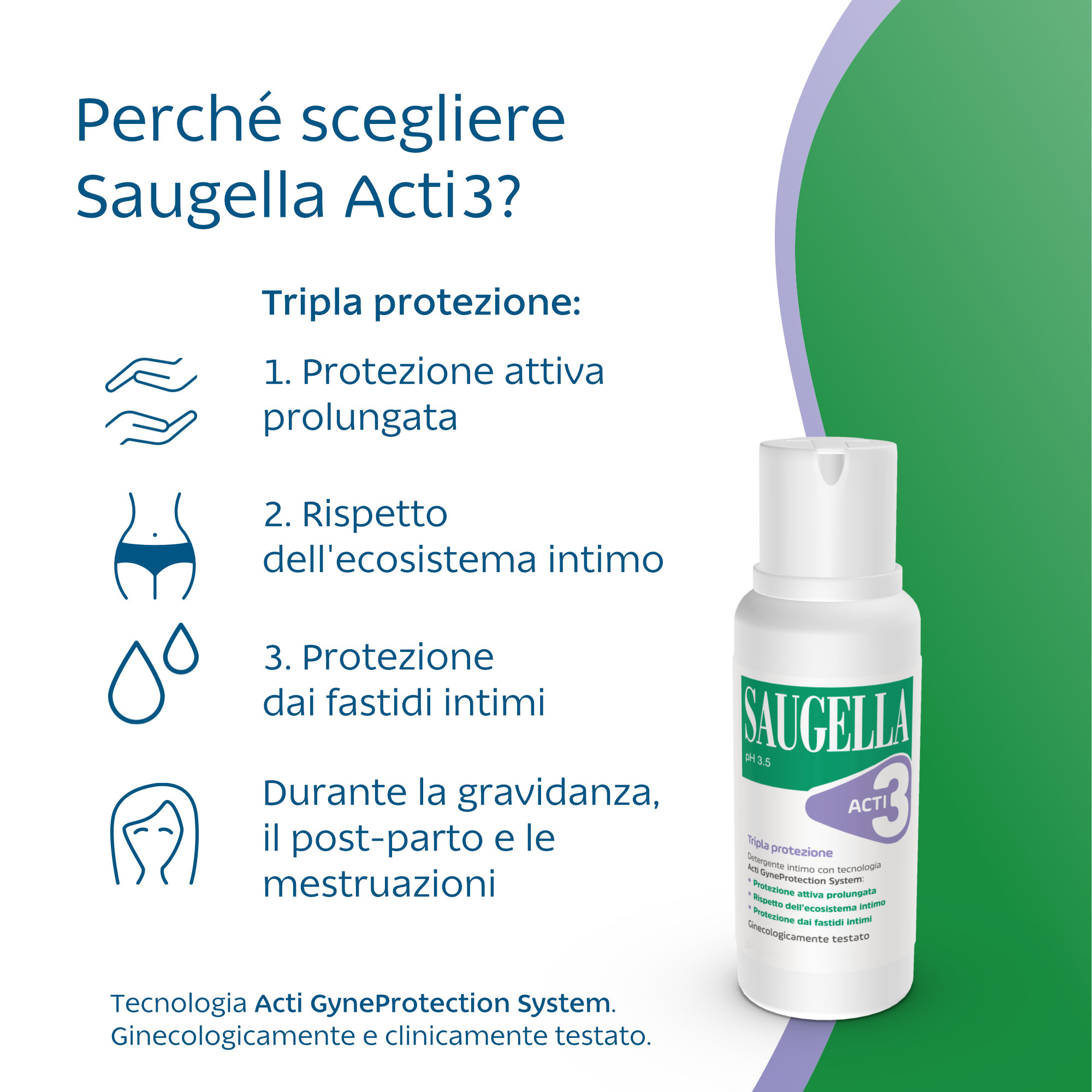 Saugella - ACTI3 Tripla Protezione Detergente Intimo Delicato 500 ml