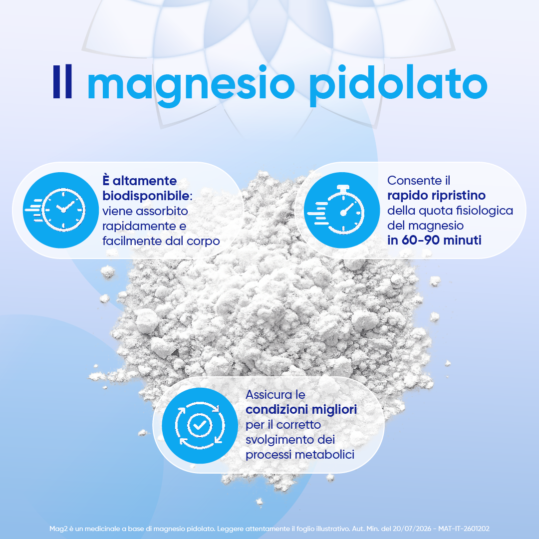 MAG2 Magnesio Pidolato 1,5 g/10 ml - Soluzione Orale Per Stanchezza E Debolezza Muscolare 20 Stickpack