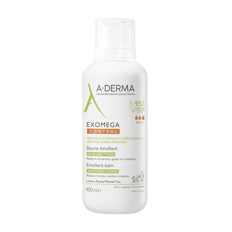 A-Derma Exomega Control Balsamo emolliente  “anti-grattage”, pelle secca a tendenza atopica, 400ml 