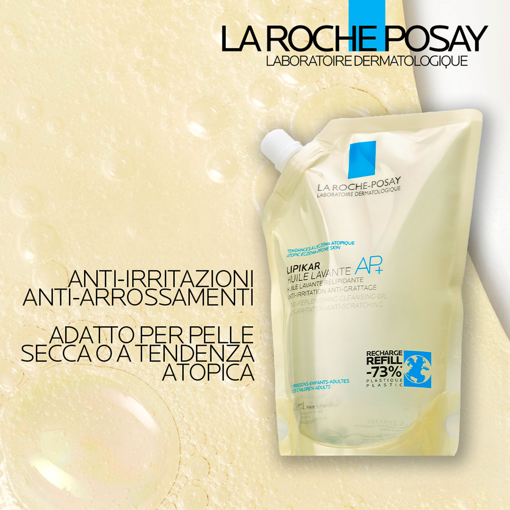 La Roche-Posay Lipikar AP+ - Olio Detergente Anti-Arrossamento E Anti-Prurito Ricarica 400 ml 