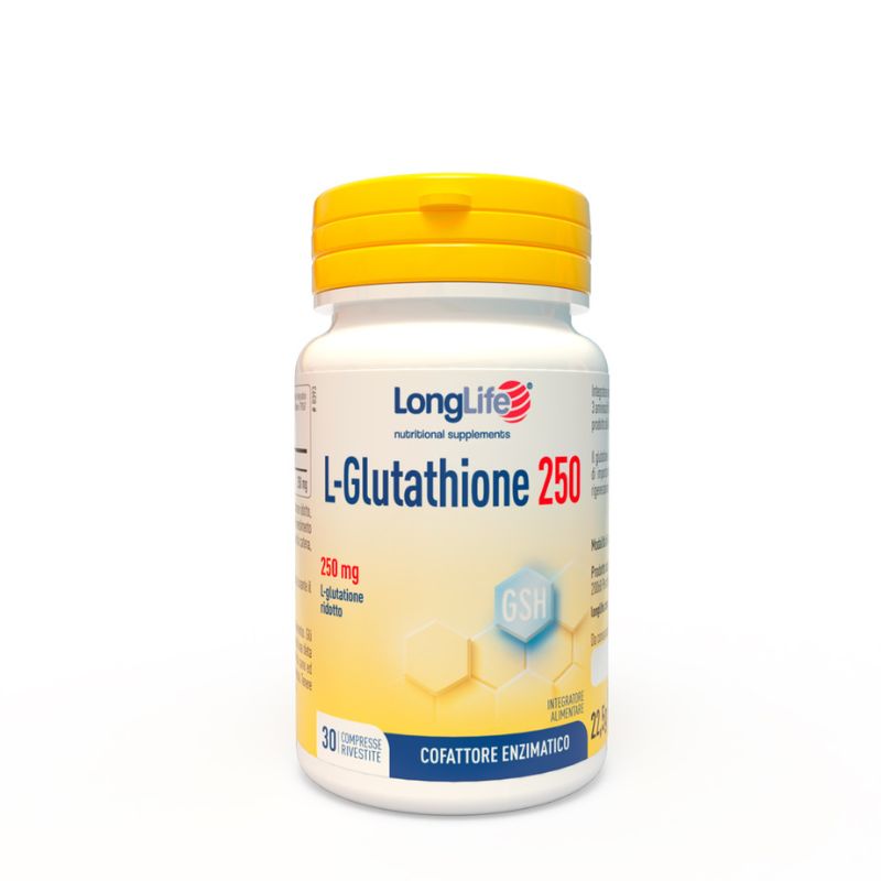 Longlife - L-Glutathione 250 mg - Integratore Di L-Glutathione 30 Compresse
