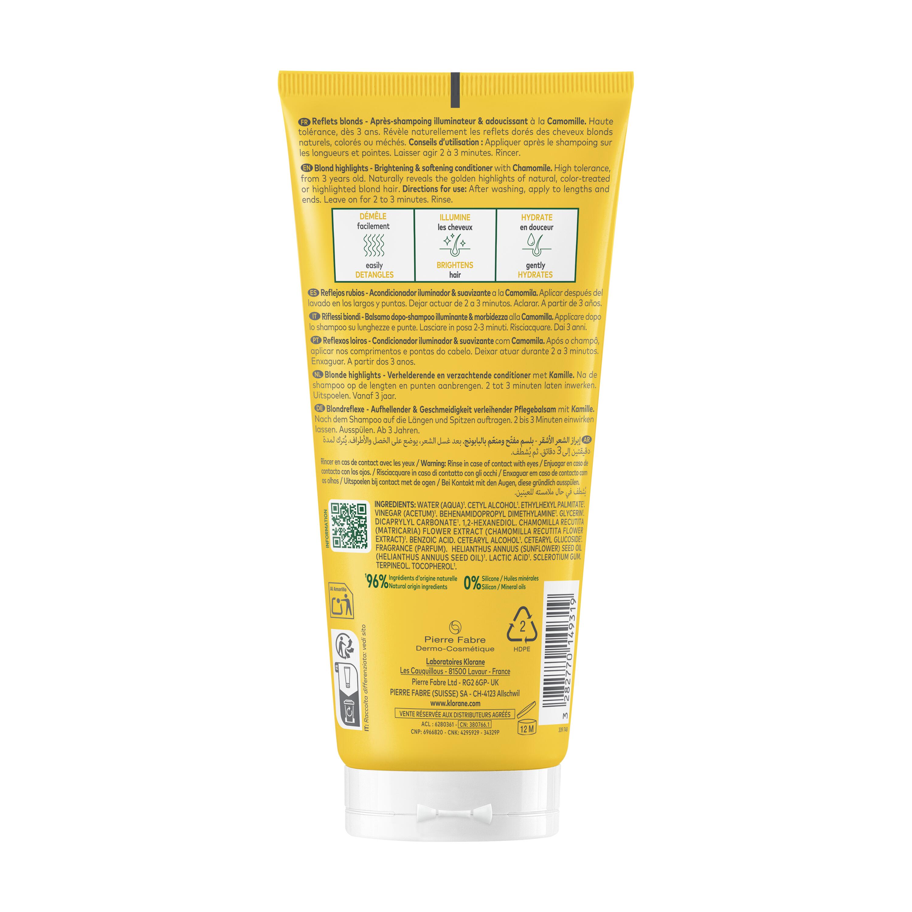 Klorane - Riflessi Biondi Balsamo Dopo-Shampoo Illuminante & Morbidezza Alla Camomilla 200 ml