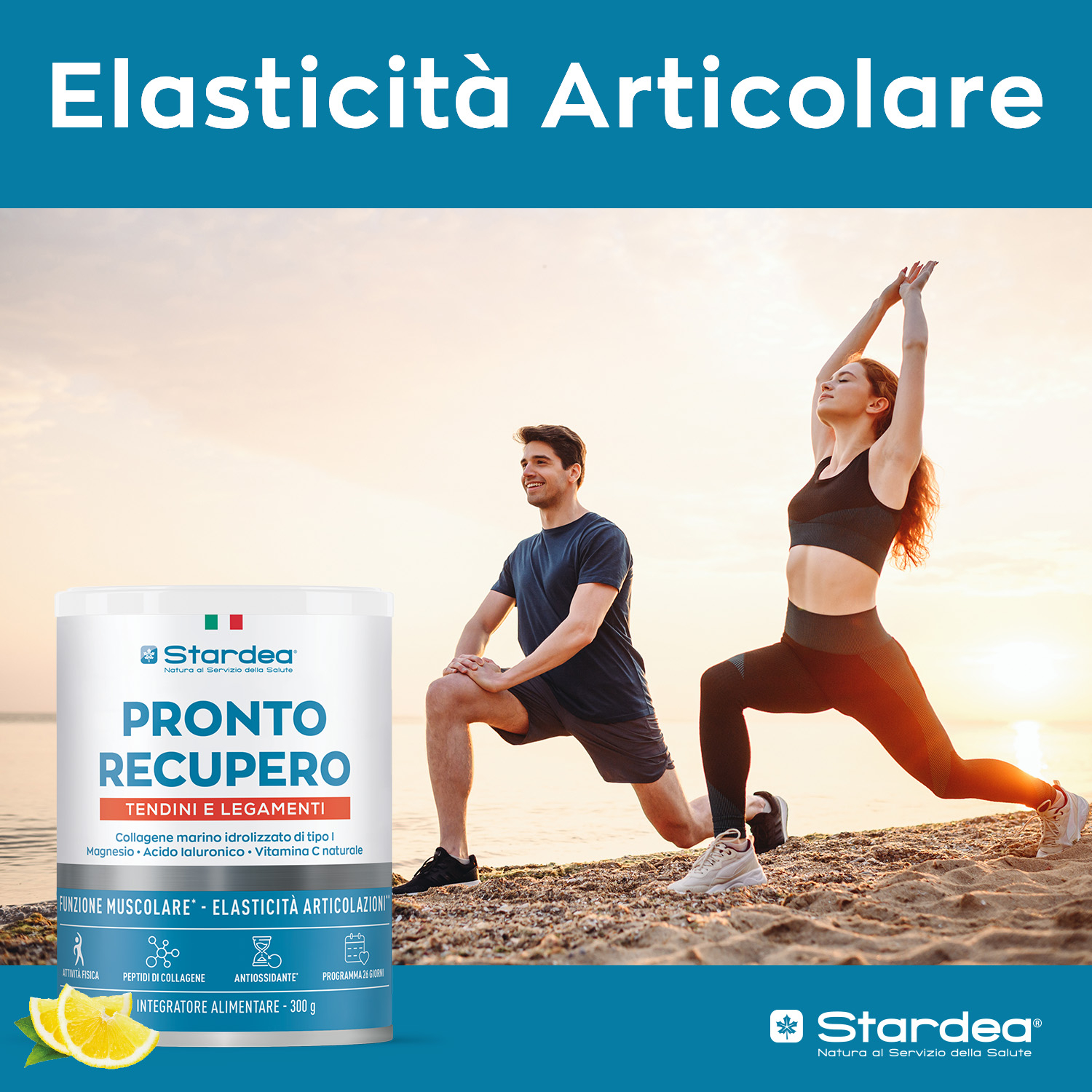 STARDEA PRONTO RECUPERO TENDINI E LEGAMENTI POLVERE - Integratore in polvere a base di collagene marino di tipo 1, Magnesio e Acido ialuronico  - Funzione Muscolare, Elasticità delle articolazioni