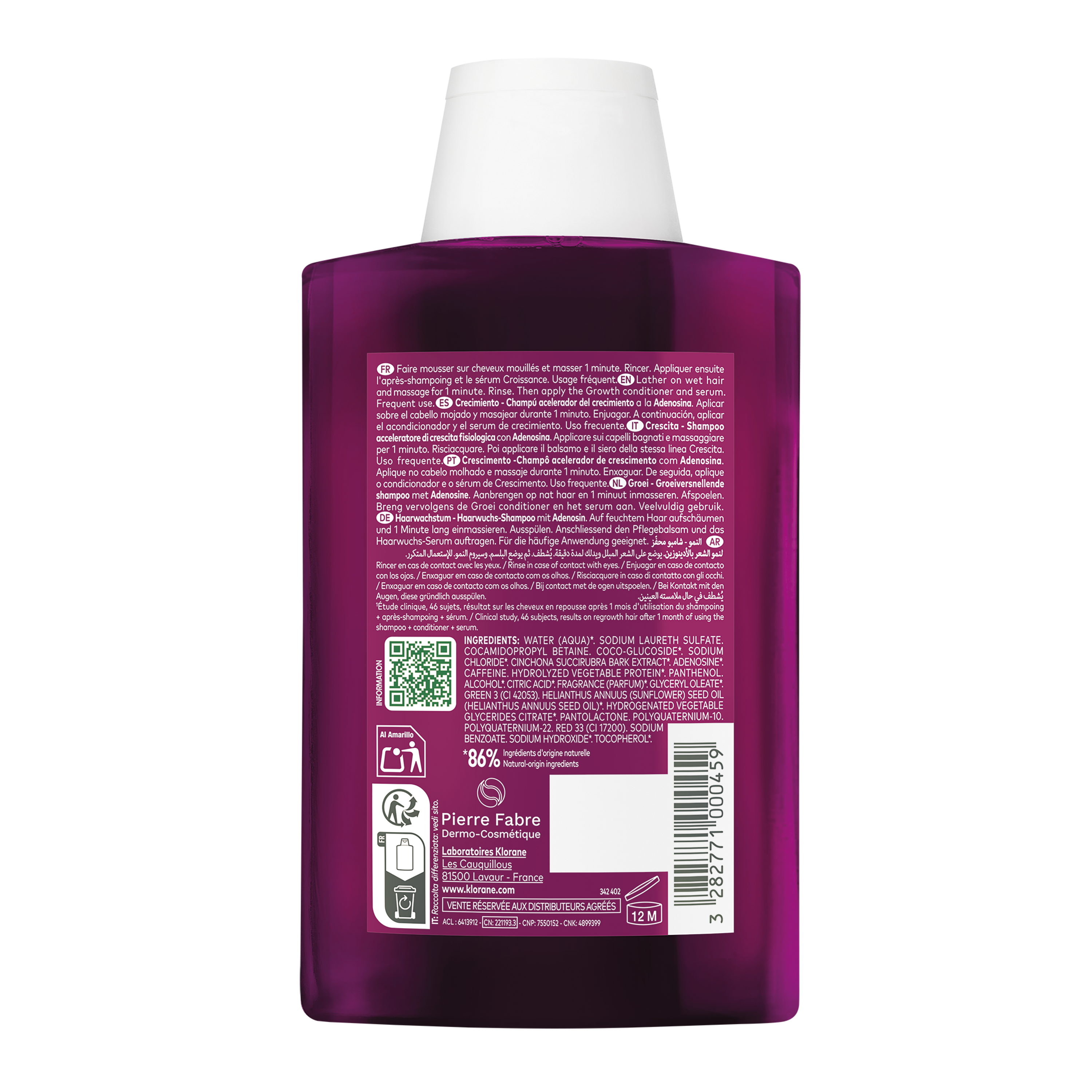 Klorane - Chinina Crescita - Shampoo Acceleratore Di Crescita Fisiologica 200 ml