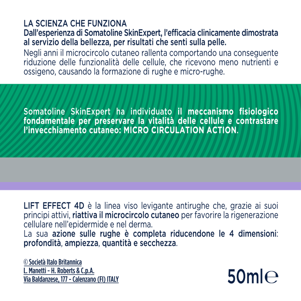 Somatoline SkinExpert, Lift Effect 4D Crema Giorno Filler Antirughe, Trattamento Viso   Anti-età,  Acido Ialuronico   50ml