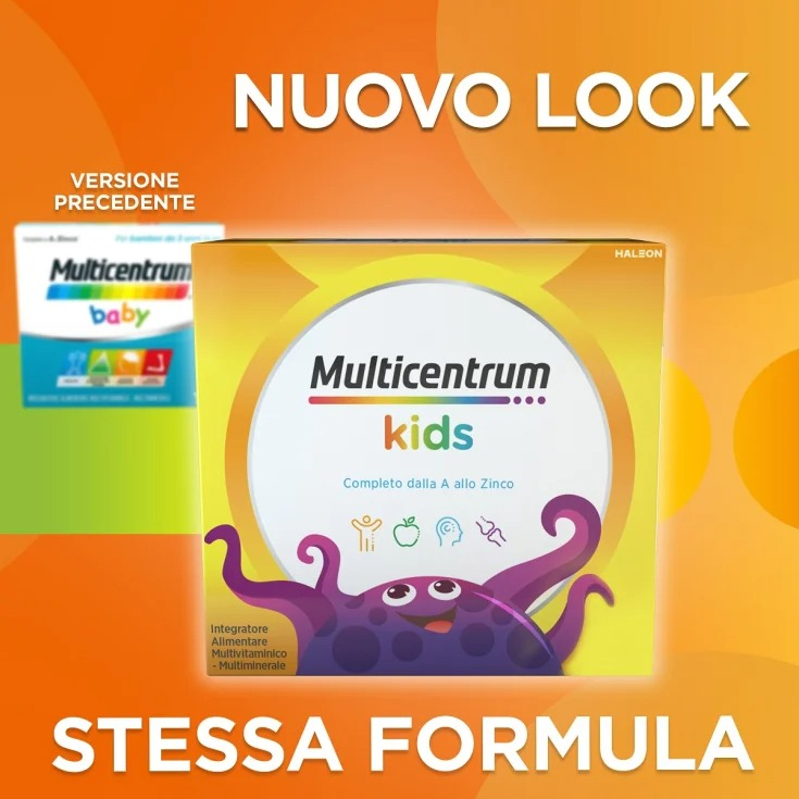 Multicentrum Baby Integratore Alimentare Multivitaminico Multiminerale Vitamine Bambini 3+ 14 Bst