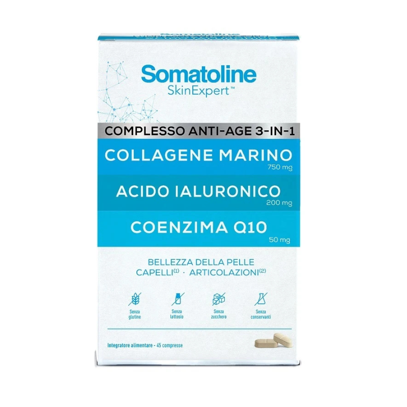 Somatoline SkinExpert Complesso Anti-Age 3 In 1 - Integratore Per Pelle, Unghie E Articolazioni 45 Compresse