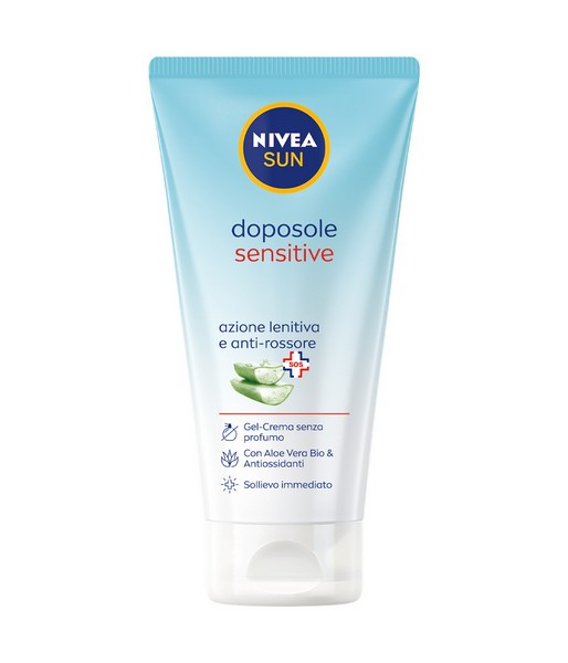 Nivea Sun Gel Crema Doposole Sensitive 175 ml, Dopo sole per pelli sensibili rinfrescante e lenitivo