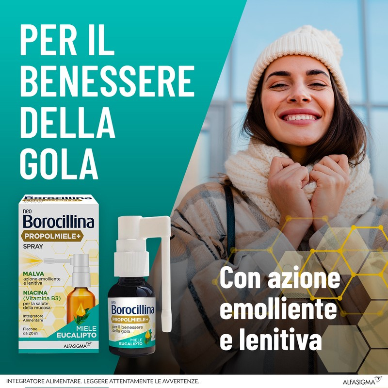 Neoborocillina Propolmiele Spray 20ml Gusto Miele ed Eucalipto
