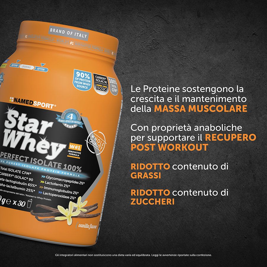 Named Sport Star Whey Isolate Gusto Vanilla 750 g - Proteine Del Siero Del Latte In Polvere