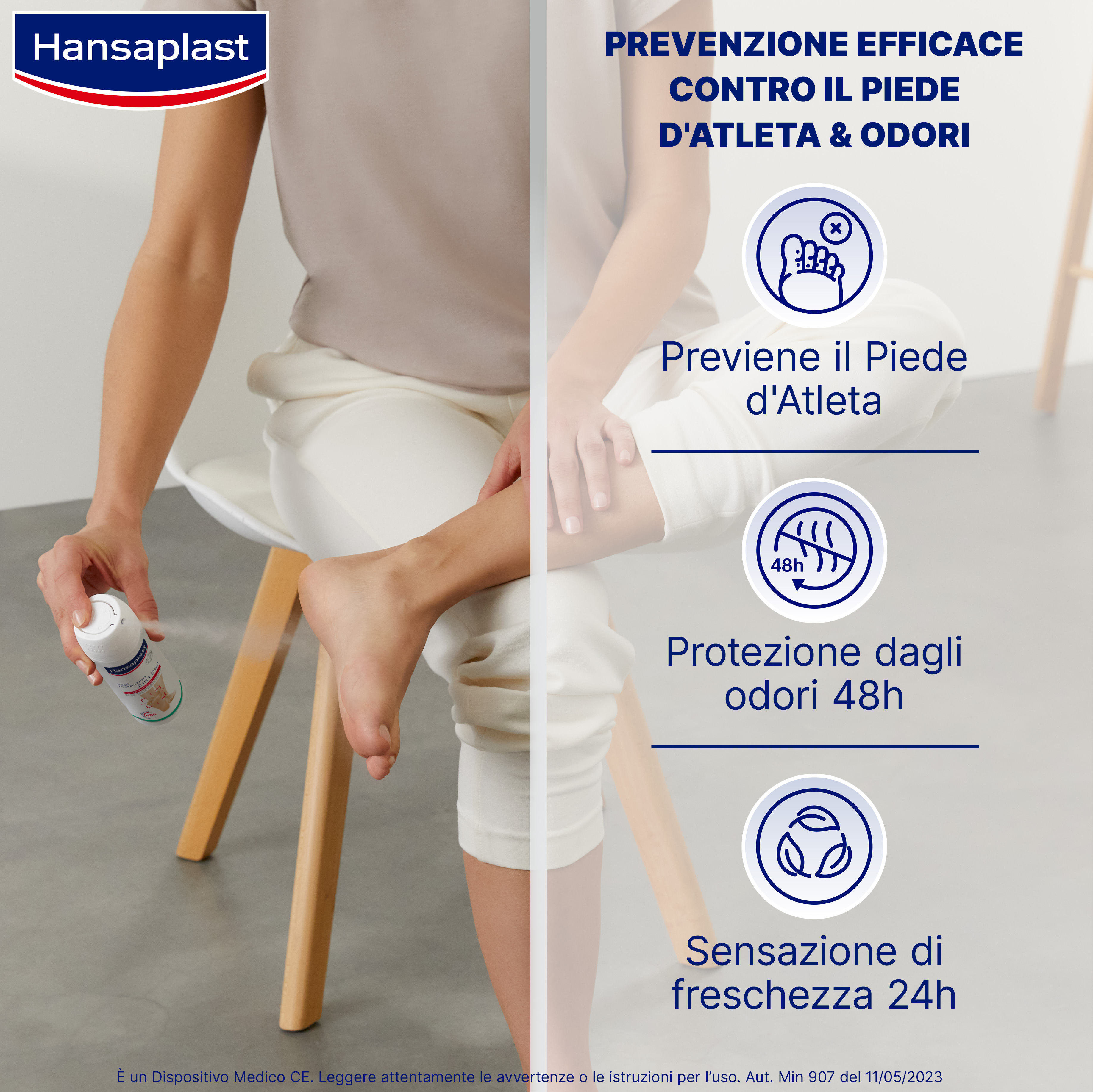 Hansaplast Deodorante Foot Protection 2in1 150 ml, Deodorante piedi spray senza alluminio
