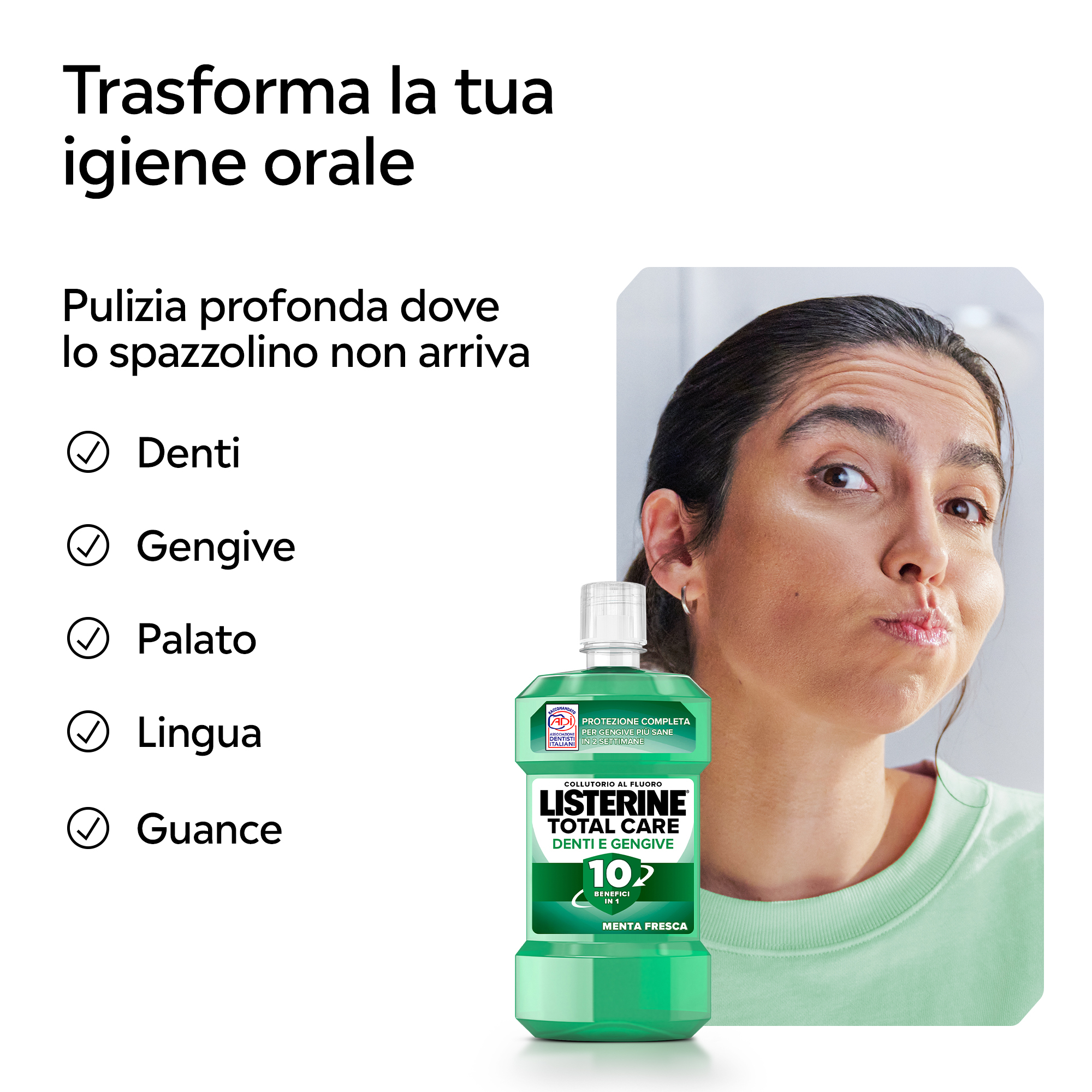 LISTERINE, Collutorio, Difesa Denti e Gengive, Tripla Azione, Denti più Forti, Gengive più Sane, 500ml