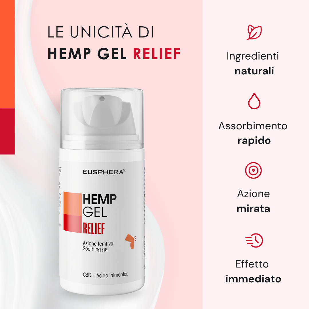 Eusphera Hemp Gel Relief - Gel Lenitivo Rapido Per Ossa E Articolazioni 75 ml