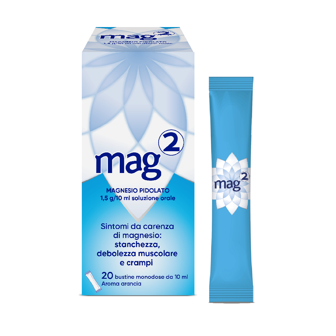MAG2 Magnesio Pidolato 1,5 g/10 ml - Soluzione Orale Per Stanchezza E Debolezza Muscolare 20 Stickpack